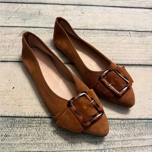 Avellini brown leather tortoise shell buckle flats shoes. 38